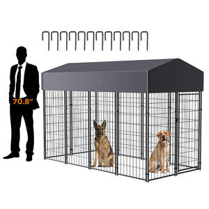 Outdoor Puppy Inside <span class=keywords><strong>Play</strong></span> <span class=keywords><strong>Pen</strong></span> Panels picks Waterproof UV Protection Roof Pet Black High Metal Large Heavy Duty Dog Kennel Cage - Product Image 1