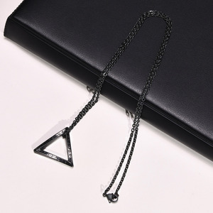 Collier pour homme en acier inoxydable plaqué or 18 carats, pendentif géométrique triangle <span class=keywords><strong>lune</strong></span> viking, charmes néo-gothiques PN-1707 - Product Image 1