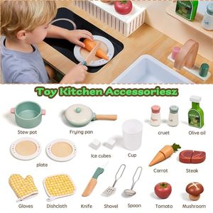 <span class=keywords><strong>Cuisine</strong></span> de jeu pour enfants, ensemble de <span class=keywords><strong>cuisine</strong></span> pour tout-petits avec aliments de jeu, ensemble de <span class=keywords><strong>cuisine</strong></span> d'imitation avec évier, cuisinière, micro-ondes, <span class=keywords><strong>cuisine</strong></span> en bois - Product Image 4