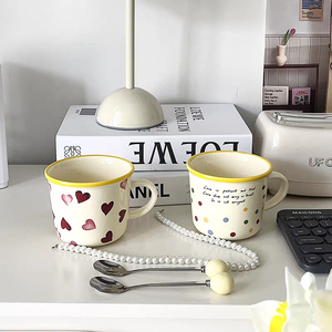 High Quality Factory Sale Ceramic Cartoon Pattern Stoneware <b>Mug</b> Milk <b>Mug</b> Yellow Rim Food Safe <b>Reusable</b> Presents Gift - Product Image 6