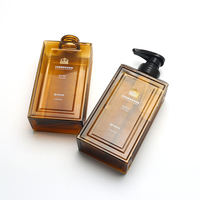 XINDE Bouteille de Lotion Corporelle en Plastique Ambré de Haute Qualité, Flacon de Savon Liquide et Pompe à Shampooing de Luxe pour l'Emballage de Soins Capillaires 350ml