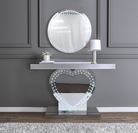 Consoles miroir de luxe en forme de coeur LED RVB avec diamant écrasé, ensemble de miroir, meubles modernes d'entrée de couloir