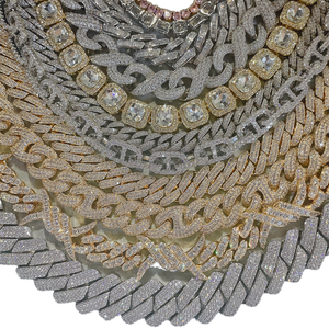 Collier Hip Hop pour homme <span class=keywords><strong>en</strong></span> or jaune 20CM 22CM, chaîne Miami épaisse et lourde avec diamants, chaîne cubaine glacée pour mariage ou cadeau - Product Image 1