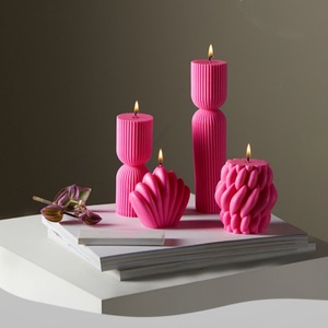Cylindrical Striped Silicone Candle Mold Irregular Shape DIY Candle Molds Plaster <b>Ornament</b> Mold - Product Image 3