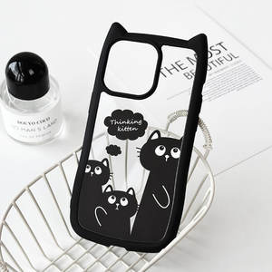 Funda para teléfono móvil con forma de oreja de gato con diseño de gatito pensante para iPhone 15promax/14/12 funda transparente para teléfono - Product Image 4