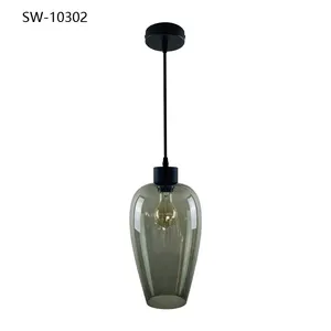 Nordic Led Chandelier E27 Black Pendant Lamp Living Dining Room Kitchen Bedroom Modern Gray Glass Ceiling Hanging Pendant Light