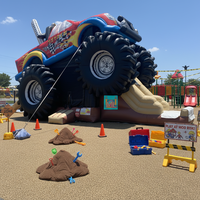 Château gonflable commercial combiné Monster Truck avec toboggan pour location événementielle