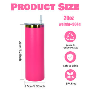 Bicchieri dritti placcati arcobaleno da 20 once isolati a doppia parete in acciaio inox Skinny Tumbler tazze all'ingrosso con coperchio e paglia - Product Image 3
