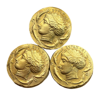 Pièce de monnaie en laiton plaqué or de style grec-romain antique, avec portrait en relief double face, objet de collection, décoration artistique, cadeau