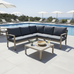 Leisure <b>Aluminum</b> Frame Outdoor Furniture L-Shape Patio Set Fabric for Patio Dining Entry Garden Furniture - Product Image 1