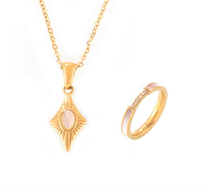H2 StarEye - Juego de Collar y Pulsera de Acero Inoxidable con Diseño de Estrella de Cuatro Puntas Estilo Instagram, Regalo para Bodas y Fiestas - Product Image 1