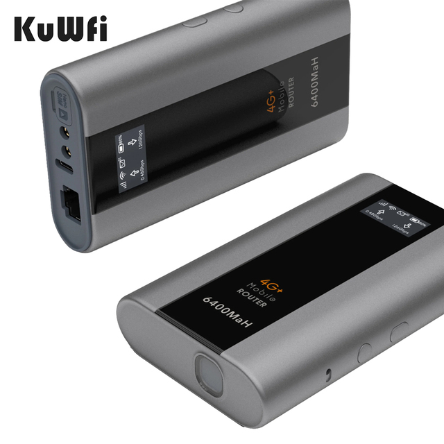 WiFi Solution Provider KuWFi Dual Band 4G+ Pocket Device 6400mAh Battery TS9 MCX Mini Mobile 4g Router with Flashlight Function