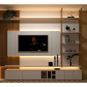 CBMmart <span class=keywords><strong>Mobile</strong></span> Porta <span class=keywords><strong>TV</strong></span> in Legno Dorato con Contenitore, Unità <span class=keywords><strong>TV</strong></span> Mobili Moderne, Mobili per la Casa, Parete Soggiorno, Vendita all'Ingrosso dalla Fabbrica - Product Image 6