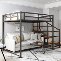 Lit mezzanine en métal robuste avec espace de bureau pour dortoir, appartement, lit superposé sur mesure