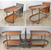 Table d'appoint mobile en cuir avec rangement, style luxe léger, pour salon, en acier inoxydable, petite table basse