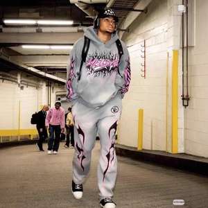 Hell Star 2025年 新作コレクション ハイストリートスタイル 男女兼用 100%コットン アシッドウォッシュ デジタルプリント パーカー - Product Image 4