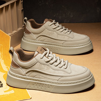 Scarpe da Uomo Nuove Sneakers Primaverili Stile Streetwear con Tomaia in PU, Chiusura con Lacci, Fodera in Rete, Suola Morbida, Colore Unico, Stile Coreano Casual con Rialzo