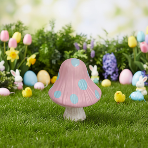 New Arrival Matte Colored Cartoon Mushroom for Easter Party Decoration LED Plastic Sculpture Mushroom Lamp - Product Image 3