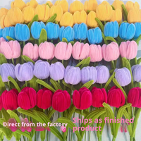 Tige de fleur de tulipe en feutre coloré faite à la main, pour bricolage, cadeau, vase, décoration florale pour la maison et les mariages, vente en gros
