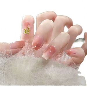 24 Uñas Postizas Cortas Almendradas con Borde Blanco Francés Minimalista y Líneas Artísticas Plateadas, Uñas Artificiales de Cobertura Completa ABS - Product Image 1
