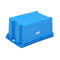 Caisse en plastique robuste bleue en PP vierge, empilable et emboîtable, de qualité alimentaire, pour poisson, capacité de charge 40 kg, 65 L