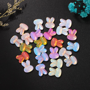 คริสตัลแก้วรูปหัวกระต่ายแบบแบน สีรุ้ง สำหรับตกแต่งเล็บ DIY และเครื่องประดับ - Product Image 4