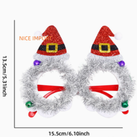 Lunettes de Noël style couronne pour adultes et enfants, décorations de fête, montures à rayures colorées, décorations de Noël