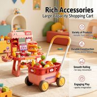 Nouveau chariot de courses en plastique pour jeu d'imitation avec caisse enregistreuse simulée, chariot de supermarché pour enfants