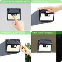 Lampes solaires d'extérieur avec détecteur de mouvement IP67, 140 LED, éclairage de clôture, 3 modes, éclairage mural de sécurité pour jardin, terrasse, cour