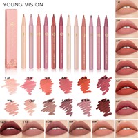 YOUNG VISION Vegan Mat Liquide Lip Liner Crayon Forme Éponge Gourde Tête Minérale Nude Couleur Étanche Brillant À Lèvres Rouge À Lèvres Stylo