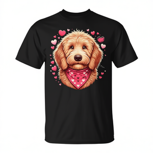 T-shirt promozionale con design Golden Doodle Valentine Hearts Dog - Product Image 2