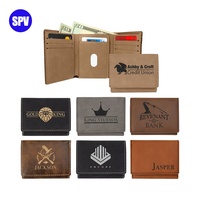Dompet Lipat Tiga Kulit Rustic/Emas Berkualitas Tinggi 4" X 3" Dipotong dengan Mesin Ukir Laser
