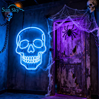 Lampu Neon tengkorak USB dapat diredupkan luar ruangan untuk pesta rumah Mancave Bar permainan ruang Festival tanda Elektronik Halloween