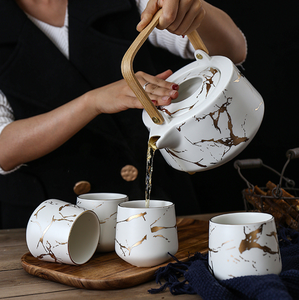 Vintage Chinese Porcelain Tea & Coffee Cup <b>Set</b> Ethiopian Japanese <b>Teapot</b> with Tray - Product Image 2