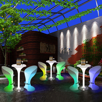 Boîte de nuit salon LED fête en plein air tabourets de Bar en plastique Tables de Bar meubles Table de Cocktail