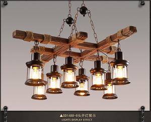 Bar rétro vent industriel pays pays <span class=keywords><strong>lustre</strong></span> en bois massif personalité <span class=keywords><strong>ancien</strong></span> bateau bois <span class=keywords><strong>Lustre</strong></span> corde De Chanvre Fer - Product Image 4