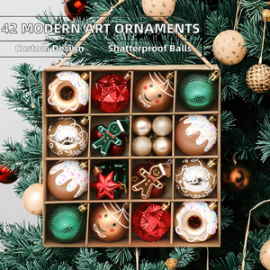 Southpeak Custom High Quality Shatterproof Plastic Christmas Ball Ornaments Exquisite Silk Screen Printed Design 42 Balls - Product Image 1