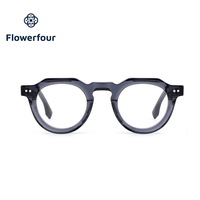 Lunettes Flowerfour FFM3009 noires vintage en acétate pour adultes, monture épaisse pleine, lunettes optiques, montures de lunettes rondes audacieuses