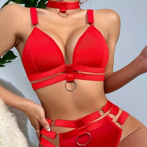 2024nuovo Set di biancheria intima da <span class=keywords><strong>donna</strong></span> classica rossa tentazione moda divertente Set due pezzi - Product Image 1