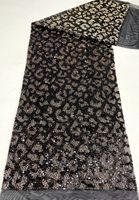 Nouveau tissu brodé à sequins de 5 mm à motif imprimé léopard pour robes, tenues de soirée, chaussures de mode, sacs, chapeaux et vêtements à sequins