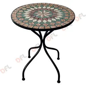 Excellent Quality Mediterranean Design Style Metal Tables With Mosaic Decoration For Garden Or Backyard