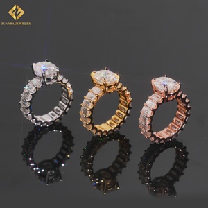 Anillos de Compromiso de Moissanita Blanca en Oferta, Chapados en Oro, Plata de Ley 925, Estilo Clásico, Anillos de Boda para Mujer y Hombre - Product Image 3