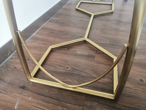 Isla de oro piso estante Simple <span class=keywords><strong>tienda</strong></span> de ropa muebles doble barra estante de exhibición - Product Image 4