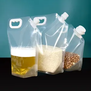 Portable 1L 1000ml Beverage Water Spout Pouch Bag Drink Juice Bags Beer Camping Liquid Pouch