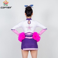 Uniforme de danse et de cheerleading OEM à manches longues, haut et jupe, violet et rose, avec logo gratuit