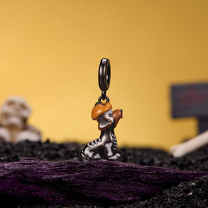 Charmant pendentif chien de dessin animé avec chapeau orange, en alliage plaqué noir, bijou unisexe, cadeau - Product Image 4
