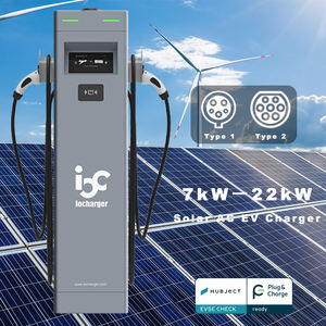 OCPP 2.0.1 Montage au sol double 22kW Type 2 Chargeur EV commercial Station de <span class=keywords><strong>recharge</strong></span> de voiture électrique avec paiement par terminal de point de vente - Product Image 1