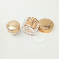 Pot en acrylique rond ODM 15g 50g, pot blanc doré, conteneur vide, pot à crème en plastique, emballage cosmétique, flacon / pot à crème pour le soin du visage