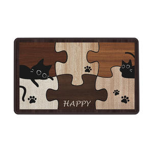 Alfombra de Baño Rectangular Sally Ma Walnut Cat, de Poliéster Absorbente y Antideslizante, con Diseño de Dibujos Animados - Product Image 1