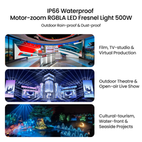 Projecteur Fresnel LED RGBLA 500W Blanc Chaud Ultra Haute Qualité CRI97 R9 17400lm Zoom 8~60 IP66 DMX RDM pour Théâtre et Cinéma
